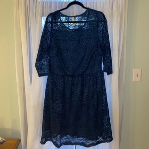 ModCloth Pink Owl navy lace dress